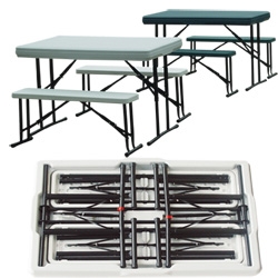 Palm Springs Foldable Camping Table & Bench Set