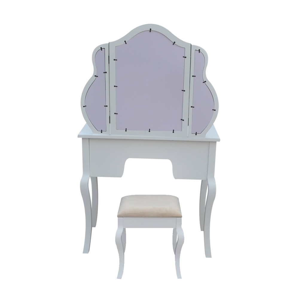 Homegear 5 Drawer Dressing Table, Trifold Mirror & Stool Set