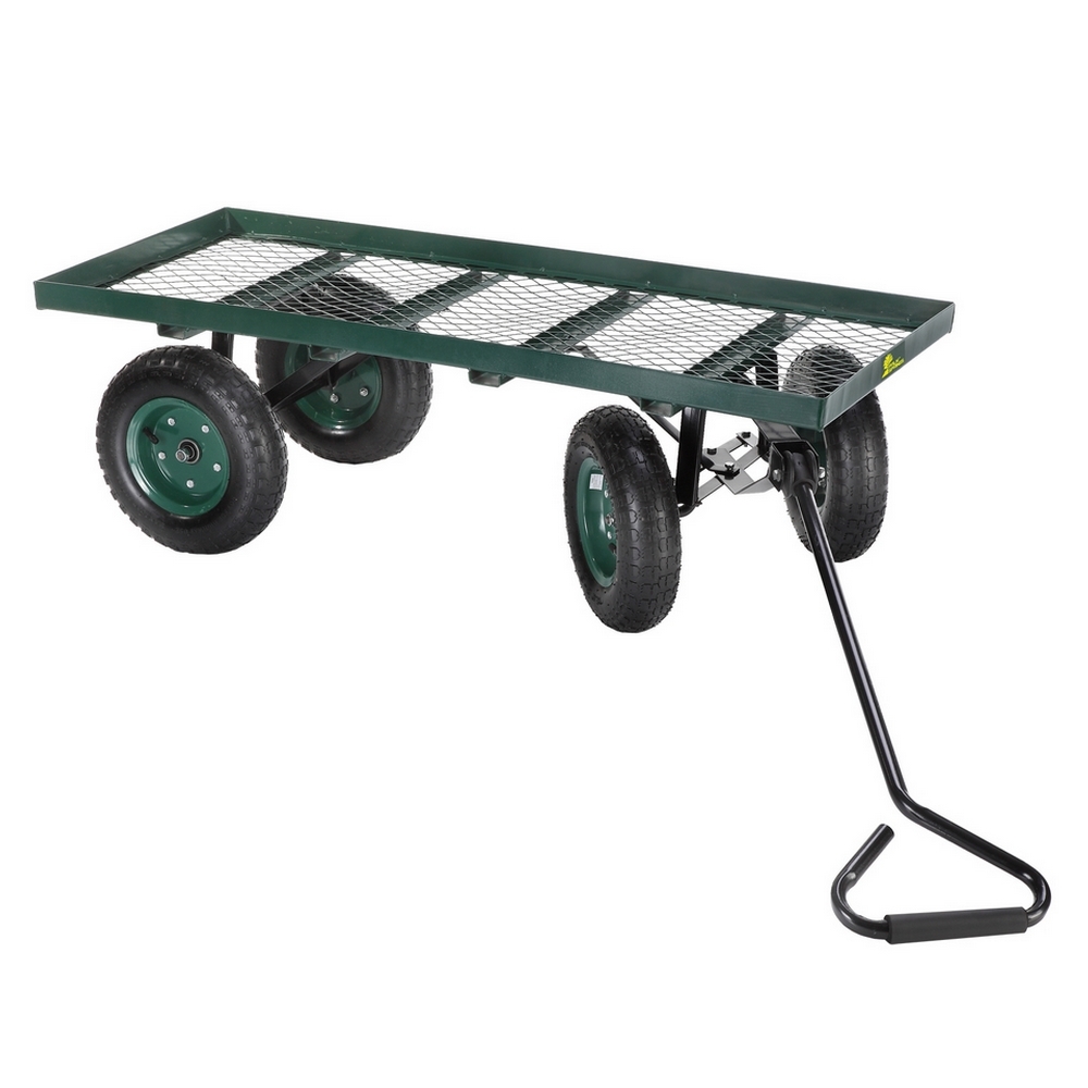 Palm Springs Heavy Duty Flatbed 4 Wheel Garden Trolley / Wheel Barrow