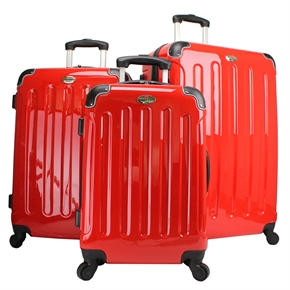 Swiss Case 4 Wheel 3 Piece Hard Suitcase Set RED