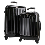 Swiss Case 4 Wheel 2Pc Hard Suitcase Set BLACK