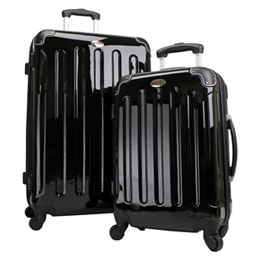 Swiss Case 4 Wheel 2Pc Hard Suitcase Set BLACK