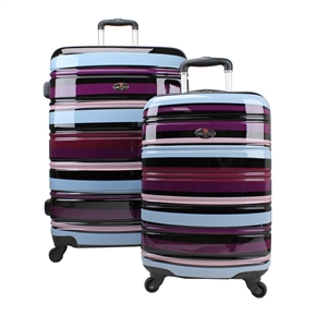 Swiss Case 4 Wheel 2Pc Hard Suitcase Set PURPLE