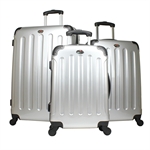 Swiss Case 4 Wheel 3 Pc Hard Suitcase Set SILVER
