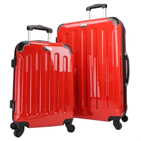 Swiss Case 4 Wheel Hard 2Pc Suitcase Set RED