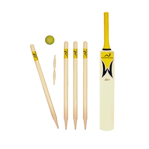 Woodworm Junior Cricket Set - Yellow Size 6