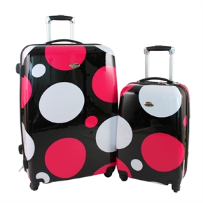 Swiss Case 4 Wheel 2Pc Hard Suitcases PINK DISCO