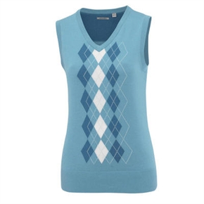Ashworth Ladies Argyll Vest Baby Blue