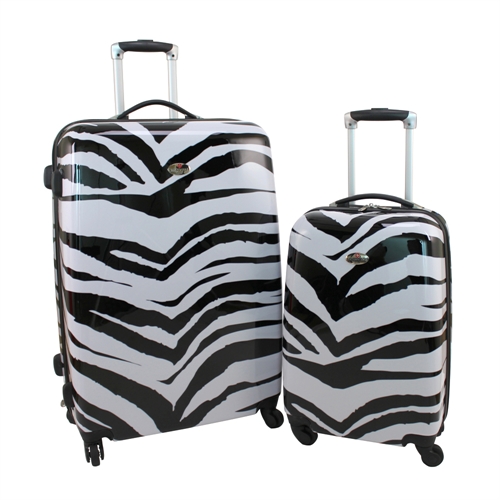 Swiss Case 4 Wheel 2Pc Hard Suitcase Set ZEBRA The Sports HQ
