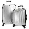 Swiss Case 4 Wheel 2Pc Suitcase Set SILVER