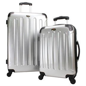 Swiss Case 4 Wheel 2Pc Suitcase Set SILVER